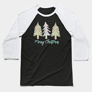 Pastel doodle Christmas trees, Merry Christmas trees Baseball T-Shirt